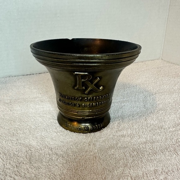 Othr Other - 1976 US Bicentennial Bronze Pharmacy Mortar, No Pestle Liberty Bell Design 3.25"